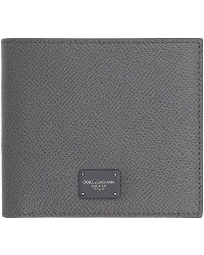 Dolce & Gabbana Leather Flap-Over Wallet - Gray