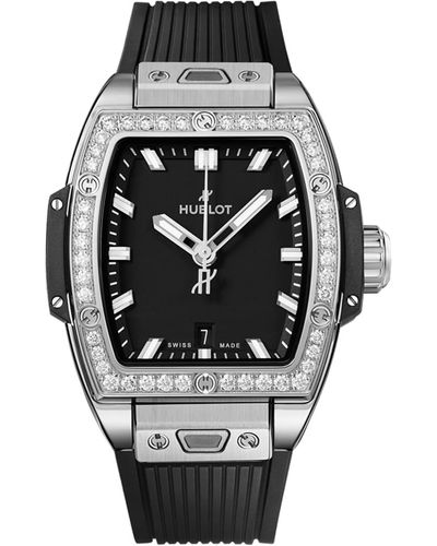 Hublot Spirit Of Big Bang Steel Diamonds 32 Mm Watches - Black