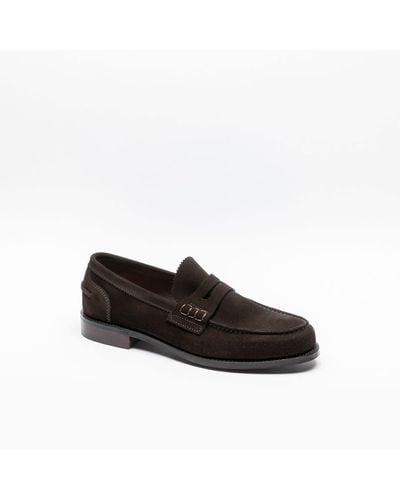 Cheaney Bitter Chocolate Suede Penny Loafer - Black