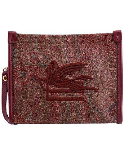 Etro Leather Closure With Zip Clutches - Purple