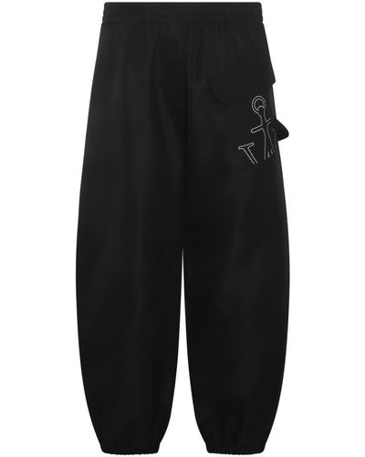 JW Anderson Anchor Logo Printed Twisted Sweatpants - Black