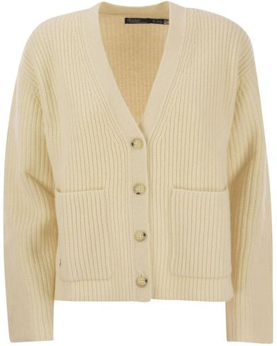 Polo Ralph Lauren Ribbed Wool And Cashmere Cardigan - Natural