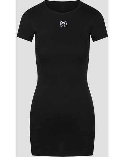 Marine Serre Organic Cotton Rib T-Shirt Dress - Black