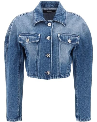 Versace Cropped Denim Jacket - Blue