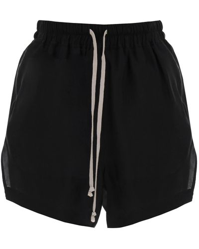 Rick Owens Sporty Shorts In Cupro - Black