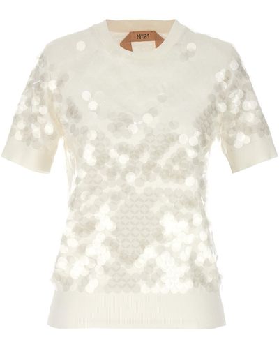 N°21 Sequin Sweater - White