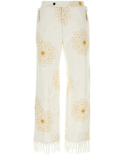 Bode Embroidered Cotton Soleil Pant - White