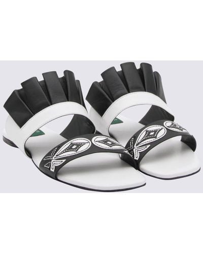 Emilio Pucci And Leather Goccia Applique Flat Sandals - Metallic