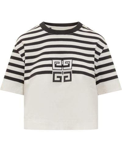 Givenchy 4g Cotton Striped Short T-shirt - Black