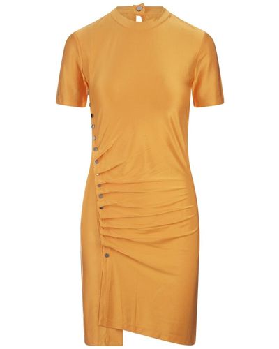 Rabanne Drapé Pression Mini Dress - Orange