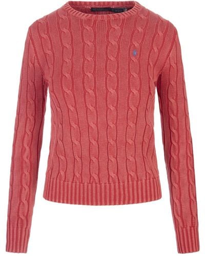 Polo Ralph Lauren Coral Cable Cotton Jumper - Red
