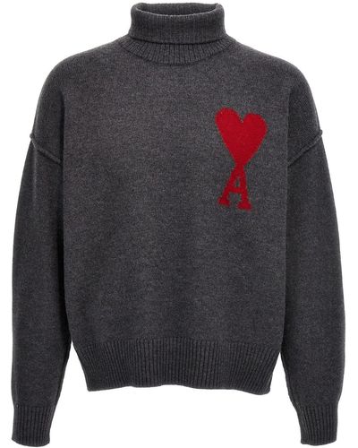 Ami Paris Gray Wool Sweater