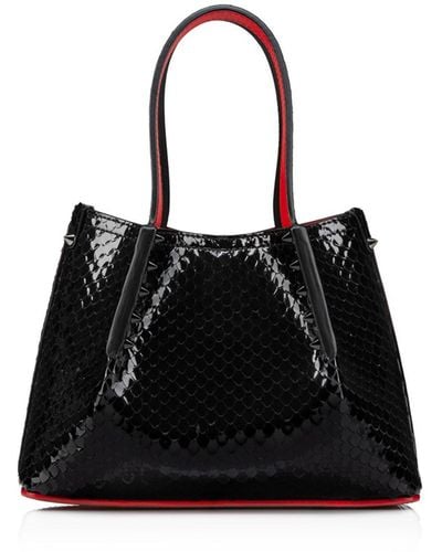 Christian Louboutin Tote Bag Embossed Patent Calf Leather Birdy - Black