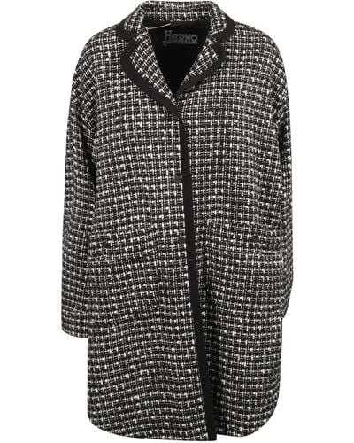 Herno Tweed Buttoned Coat - Gray