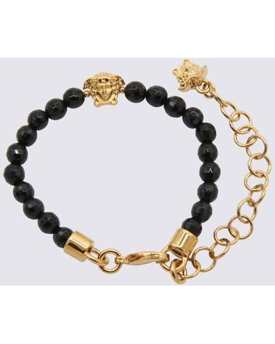 Versace Black And Gold Metal Bracelets - Metallic