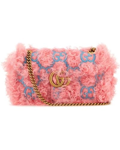 Gucci Embroidered Fabric Small Gg Marmont Shoulder Bag - Pink