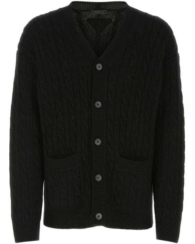 Prada Metallic-threading Wool-cashmere Cardigan - Black