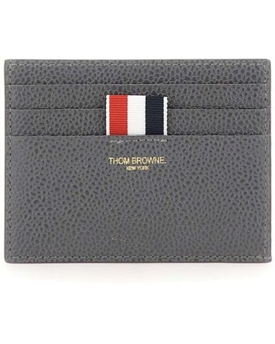 Thom Browne Leather Card Holder - Gray