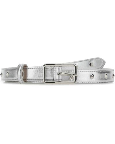 Alexander McQueen Leather Belt - White