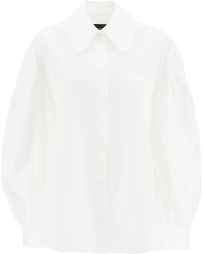 Simone Rocha Oversized Poplin Shirt With Puff Sleeves - White