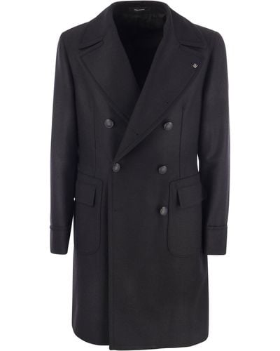 Tagliatore Wool And Cashmere Double-breasted Coat - Blue