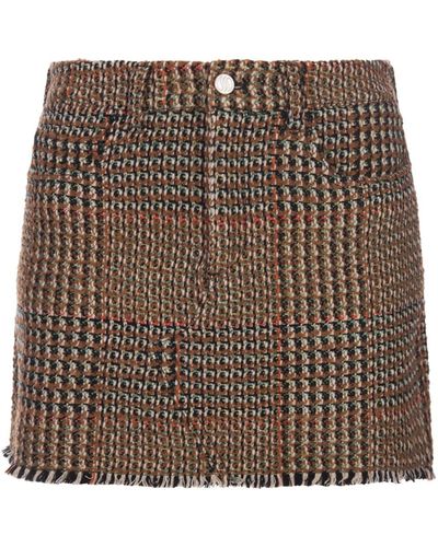 Stella McCartney Wool Tweed Mini Skirt - Brown