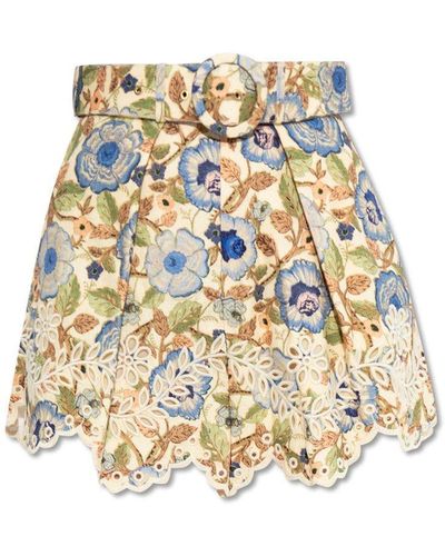 Zimmermann Linen Shorts With Floral Motif - White