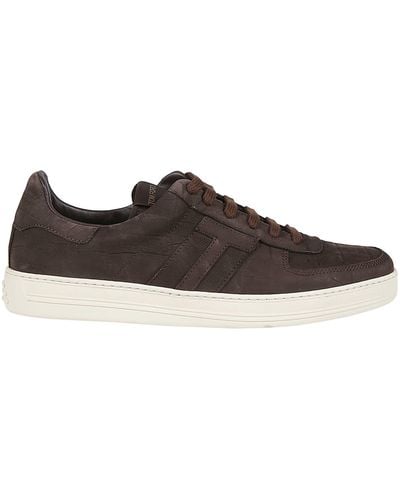 Tom Ford Radcliffe Crocodile-Effect Nubuck Low Top Trainers - Brown
