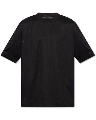 Emporio Armani T-shirt With Crystals, - Black