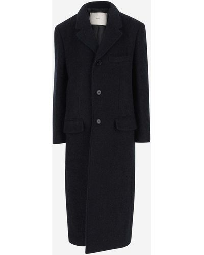 DUNST Single-breasted Wool-blend Long Coat - Black