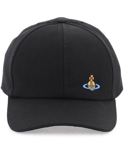 Vivienne Westwood Uni Color Baseball Cap With Orb Embroidery - Black