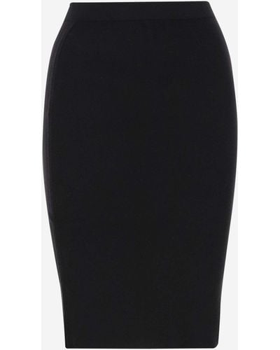 Saint Laurent Wool Blend Pencil Skirt - Black