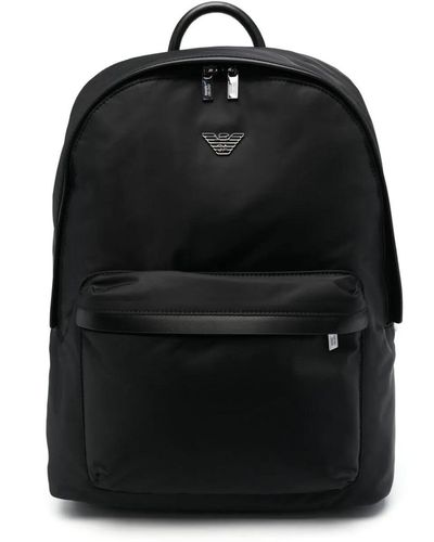 Emporio Armani Logo Nylon Backpack - Black