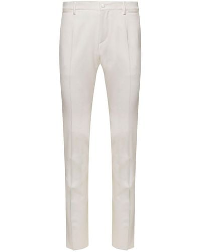 Dolce & Gabbana Slim Pants With Covered Button - Gray