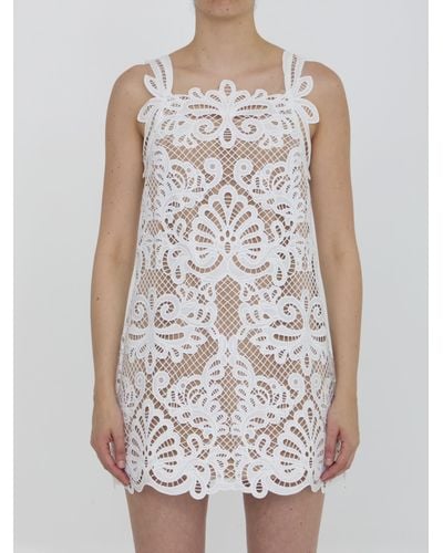 Self-Portrait Guipure Lace Mini Dress - White