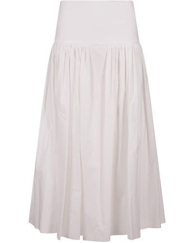 MSGM Flared Midi Skirt - White