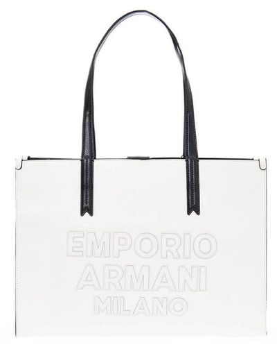 Emporio Armani Milano White Black Shopping Bag