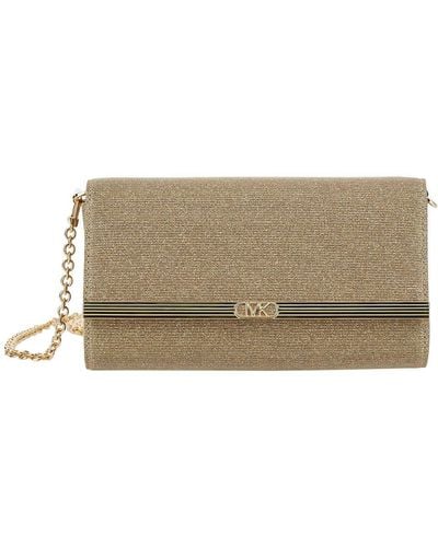 MICHAEL Michael Kors Mona Large Glitter Chain Mesh Clutch Bag - Gray