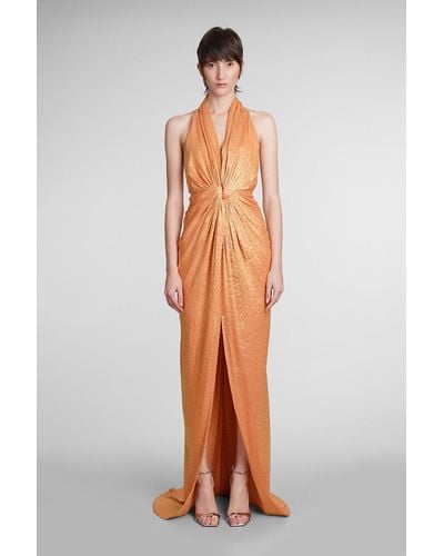 Costarellos Joa Dress In Orange Polyester