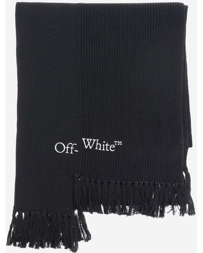 Off-White c/o Virgil Abloh Asymmetrical Cotton And Cashmere Blend Scarf - Black
