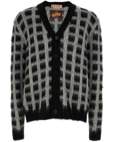 Marni Brushed Check Fuzzy Wuzzy Jumper - Black