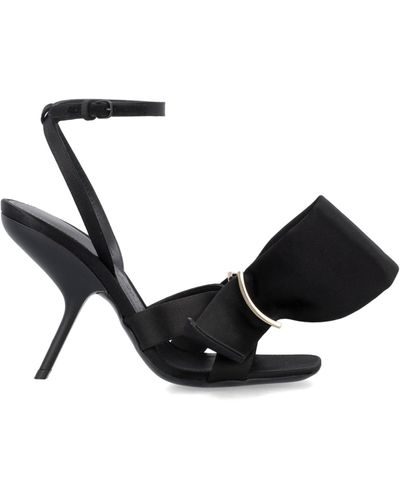 Ferragamo Sandal With Asymmetric Bow - Black