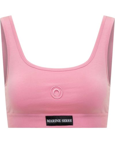 Marine Serre Stretch Cotton Top With Straps - Pink