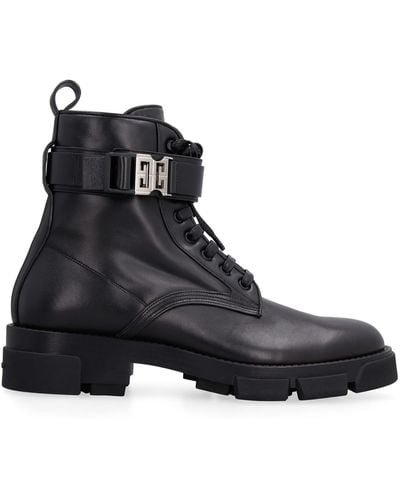 Givenchy Terra Logo-buckled Leather Combat Boots - Black