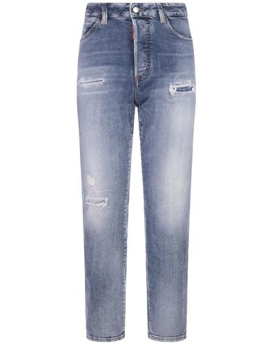 DSquared² Medium Clean Wash Medium Waist Super Skinny Jeans - Blue