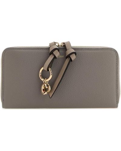 Chloé Dove Leather Wallet - Grey