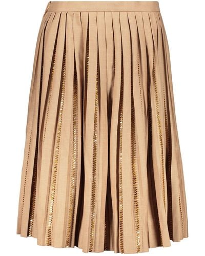 Burberry Pleated Skirt - Natural