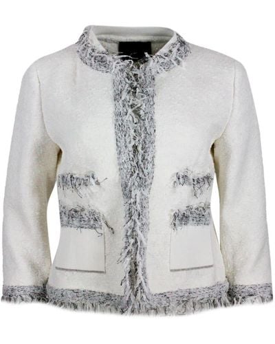 Lorena Antoniazzi Chanel-Style Jacket With Long Sleeves And Mandarin Collar - Gray