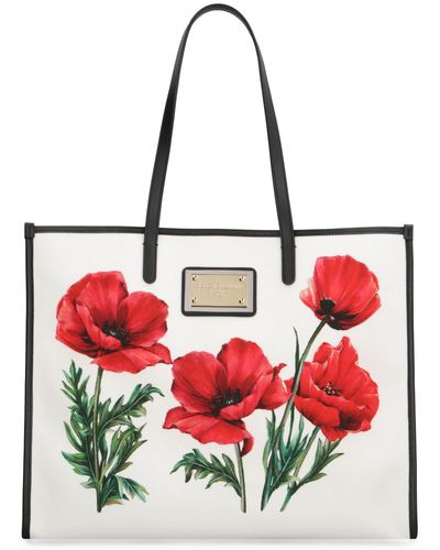 Dolce & Gabbana Canvas And Leather Shopping Bag - Red