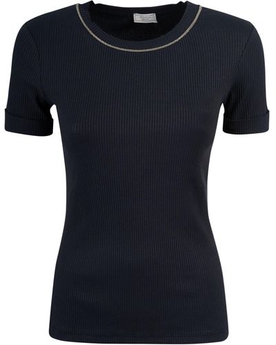 Peserico Ribbed Round Neck T-Shirt - Black